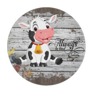 Baby Cow Rustic Brown Grewn Wooden Cutting Board Schneidebrett