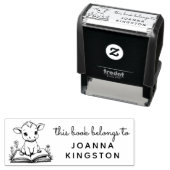 Baby Cow Storybook Ex Libris Briefmarke Permastempel (Beispiel)