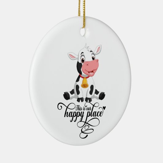 Baby Cow unser glücklicher Ort Keramik Ornament (Rechts)