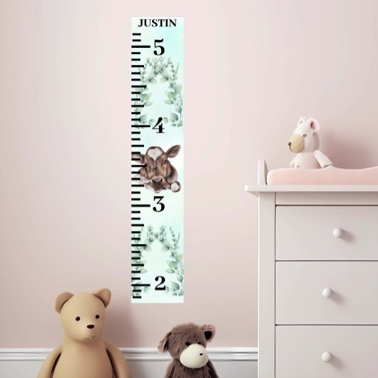 Baby Cow Watercolor Eucalyptus Growth Chart Poster