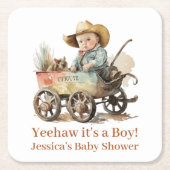 Baby Cowboy Baby Dusche Rechteckiger Pappuntersetzer (Vorderseite)