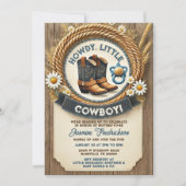 Baby Cowboy Blue Western Baby Dusche Einladung (Vorderseite)
