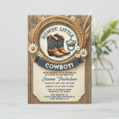 Baby Cowboy Blue Western Baby Dusche Einladung (Stehend Vorderseite)