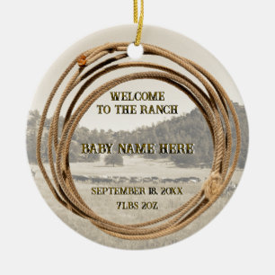 Baby Cowboy oder Cowgirl-Ankündigung Keramik Ornament