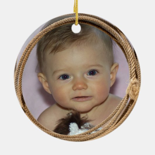 Baby Cowboy oder Cowgirl-Ankündigung Keramik Ornament (Hinten)