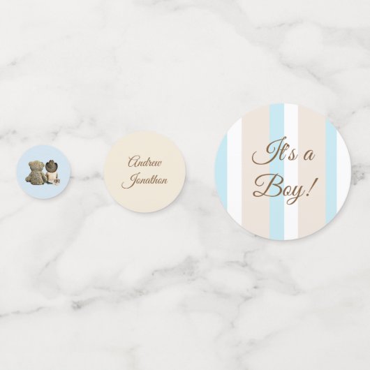 Baby Cowboy und Teddy Bear Blue und Tan Confetti Konfetti (Vorderseiten)