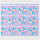 Baby Cowgirl Happy Birthday Polka Dot Geschenkpapier (Flach)