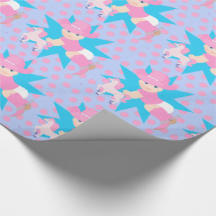 Baby Cowgirl mit ihrem allerlei Glück Pink Polka D Geschenkpapier
