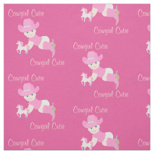 Baby-Cowgirl mit rosa Hut-und Cowboystiefel-Gewebe Stoff