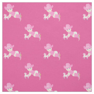 Baby-Cowgirl mit rosa Hut-und Cowboystiefel-Gewebe Stoff