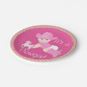 Baby-Cowgirl mit rosa Hut-und Stiefel-Party-Teller Pappteller (Schrägansicht)