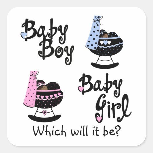 Baby Cradle American Gender Reveal Quadratischer Aufkleber (Vorderseite)