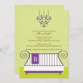 Baby Crib Baby Dusche Einladung Chic Girl Lila (Vorne/Hinten)