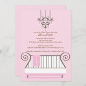 Baby Crib Baby Dusche Einladung Mädchen Rosa (Vorne/Hinten)