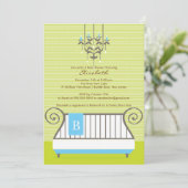 Baby Crib Babydusche Einladung Chic Boy Blue (Stehend Vorderseite)