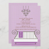 Baby Crib Babydusche Einladung Mädchen Lila (Vorne/Hinten)