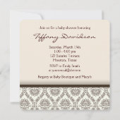 Baby Crib Blue Brown Damask Baby Boy Dusche Einladung (Rückseite)