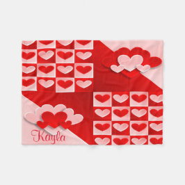 Baby Crib Fleece Blanket Pink Hearts Baby Dusche