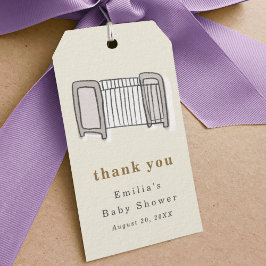 Baby Crib Newborn Illustration Baby Shower Geschenkanhänger