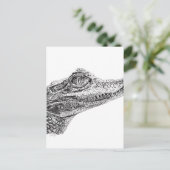 Baby Crocodile Ink Zeichnend Postkarte (Stehend Vorderseite)
