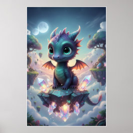 Baby Crystal Drache | Süßes Fantasy-Kunstposter Poster