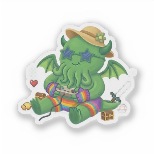 Baby Cthulhu Gamer -> Baby-Cthulhu-Spieler Aufkleber (Vorderseite)