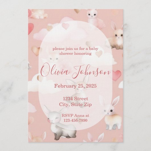 Baby Cupid Animals Baby Shower Invitation Einladung (Vorderseite)