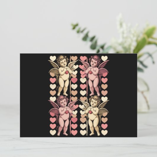 Baby Cupid Coquette bow Retro Valentinstag Einladung (Stehend Vorderseite)