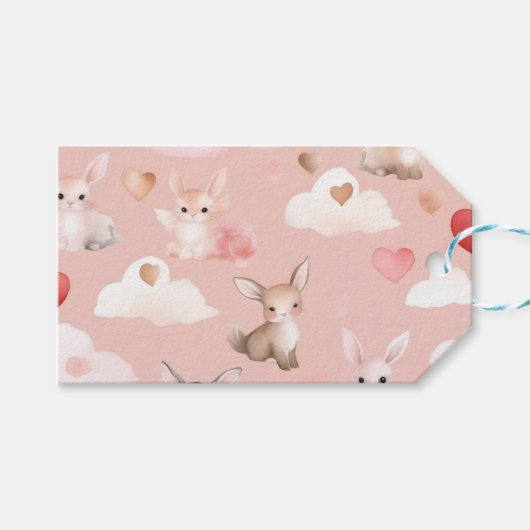 Baby Cupid Tiere Geschenkanhänger – Wasserfarbe Pa (Vorderseite (Horizontal))