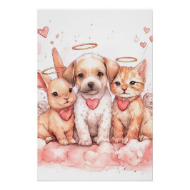 Baby Cupid Trio Nursery Art Print | Watercolor Poster
