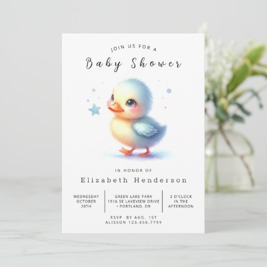 Baby Custom Duck Baby Duck Einladung (Stehend Vorderseite)