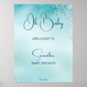 Baby Cyan Aqua Blue Baby Dusche Empfang Poster (Vorne)