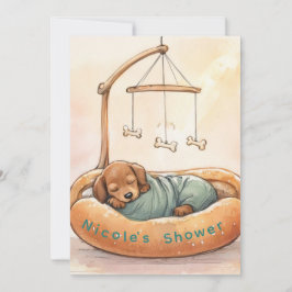 Baby-Dachshund-Digital-Download-Baby-Shower-Einlad Einladung