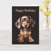 Baby Dachshund Karte (Gelbe Blume)