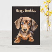 Baby Dachshund Karte (Gelbe Blume)