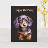 Baby Dachshund Karte (Gelbe Blume)