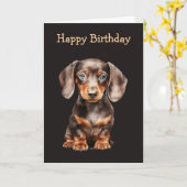 Baby Dachshund Karte (Gelbe Blume)