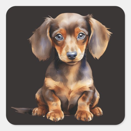 Baby Dachshund Quadratischer Aufkleber (Vorderseite)