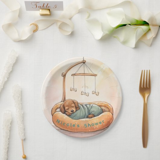 Baby-Dackel-Baby Shower  Pappteller (Hochzeit)
