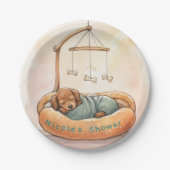 Baby-Dackel-Baby Shower  Pappteller (Vorderseite)
