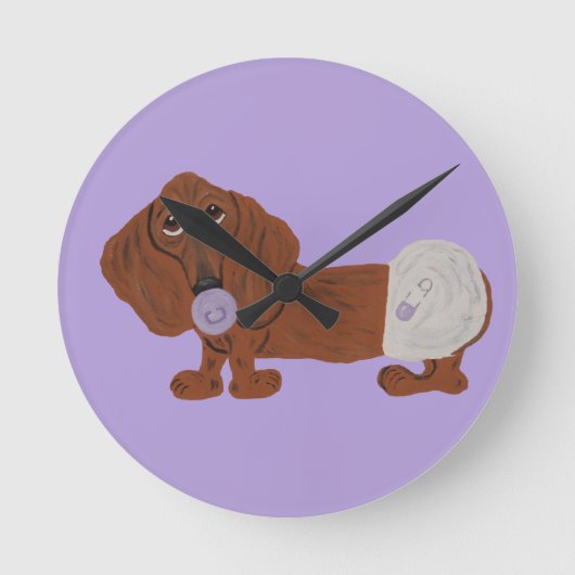 Baby-Dackel Runde Wanduhr (Vorderseite)