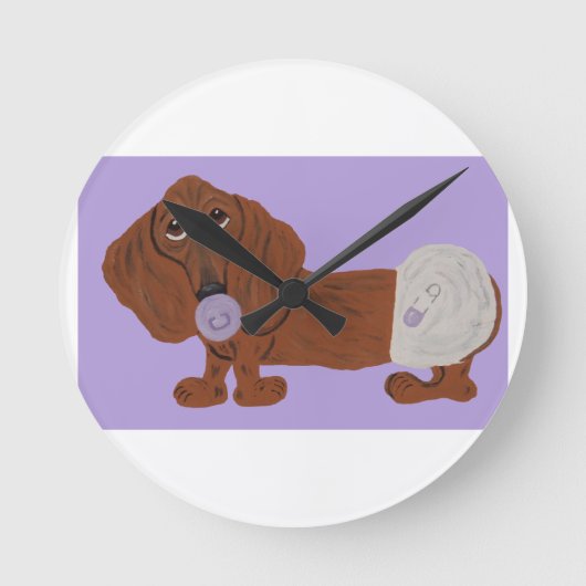 Baby-Dackel Runde Wanduhr (Vorderseite)