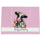 Baby Dairy Kuh Rosa weiße Punkte Große Geschenktüte (Vorderseite)