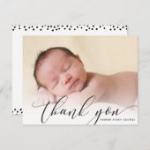 BABY DANK YOU modern luxuriöse Kalligraphie schwar Dankeskarte (Vorne/Hinten)