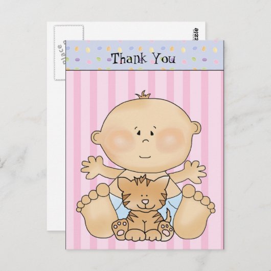 Baby Danke Cartoon Postcard Postkarte (Vorne/Hinten)