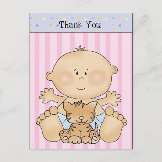Baby Danke Cartoon Postcard Postkarte (Vorderseite)