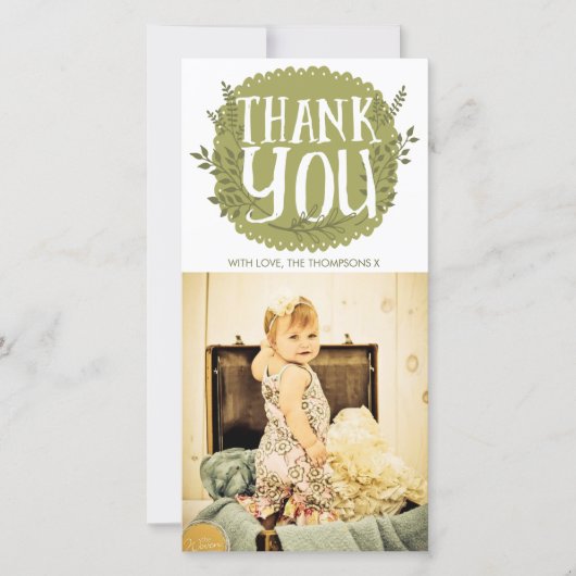 Baby danken Ihnen rustikale Land-Foto-Karten Dankeskarte (Vorderseite)