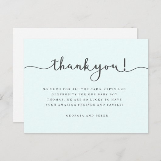 Baby Dankescharte, Geburtstag danke Postkarte (Vorne/Hinten)