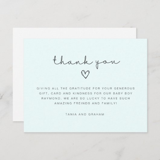 Baby Dankescharte, Geburtstag danke Postkarte (Vorne/Hinten)