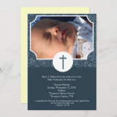Baby Dedication BOY Taufen Foto Einladung 12x18 (Vorne/Hinten)